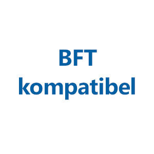 Weiße Fläche mit dem Text "BFT kompatibel"