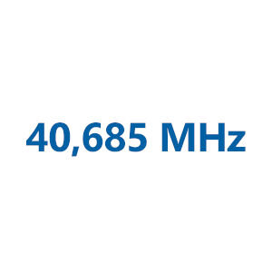 Weiße Fläche mit dem Text "40,685 MHz"