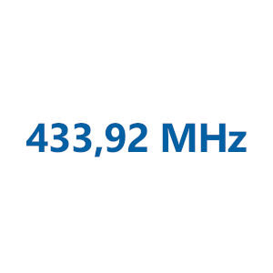 Weiße Fläche mit dem Text "433,92 MHz"