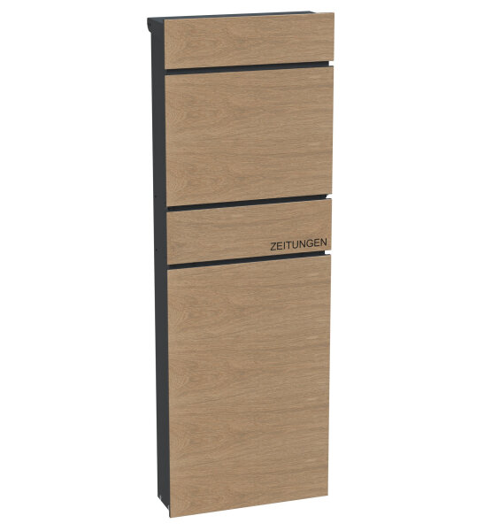 Schartec Holz Design Standbriefkasten mit Zeitungsfach SPB-11